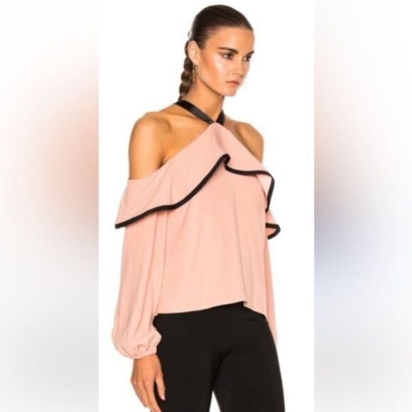 NWT Alexis Malia Off- Shoulder Blush Rose Ruffle Blouse XS Revolve - Picture 8 of 15